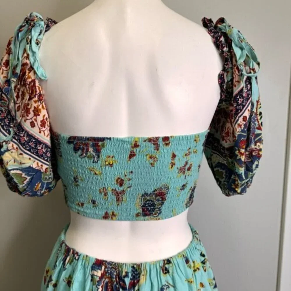 Free People Bali Citrus Skies Paisley Print Jumpsuit Bohemian Boho Size Small - Picture 9 of 15